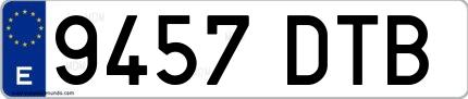 Ejemplo de matrícula española 9457 DTB