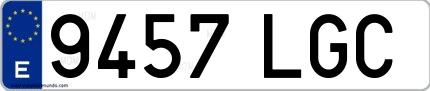 Ejemplo de matrícula española 9457 LGC