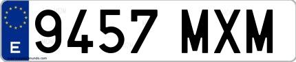 Ejemplo de matrícula española 9457 MXM