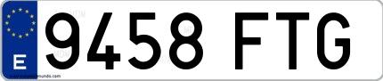 Ejemplo de matrícula española 9458 FTG