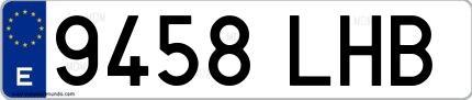 Ejemplo de matrícula española 9458 LHB
