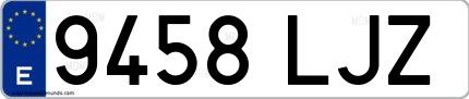 Ejemplo de matrícula española 9458 LJZ