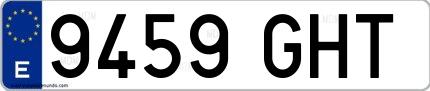 Ejemplo de matrícula española 9459 GHT
