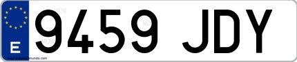 Ejemplo de matrícula española 9459 JDY
