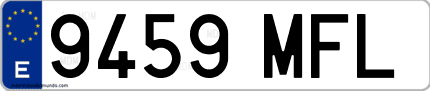 Ejemplo de matrícula de coche ordinaria 9459 MFL