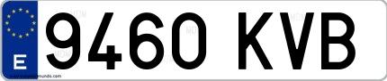 Ejemplo de matrícula española 9460 KVB