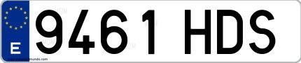 Ejemplo de matrícula española 9461 HDS