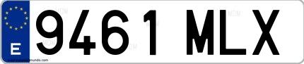 Ejemplo de matrícula española 9461 MLX