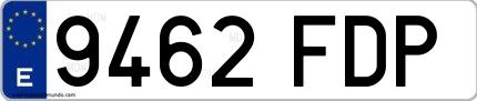 Ejemplo de matrícula española 9462 FDP