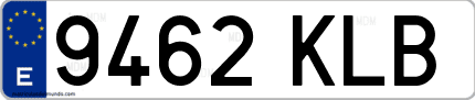 Ejemplo de matrícula de coche ordinaria 9462 KLB