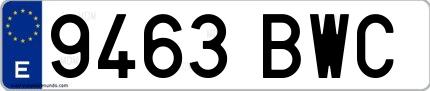 Ejemplo de matrícula española 9463 BWC