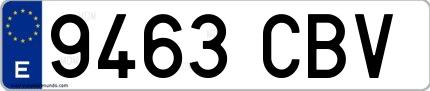 Ejemplo de matrícula española 9463 CBV