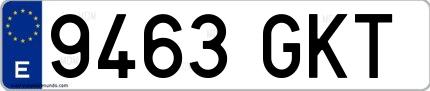Ejemplo de matrícula española 9463 GKT