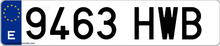 Ejemplo de matrícula de coche ordinaria 9463 HWB