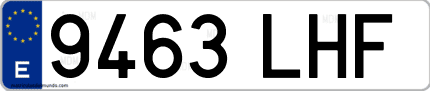 Ejemplo de matrícula de coche ordinaria 9463 LHF