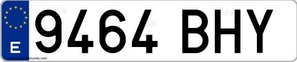 Ejemplo de matrícula española 9464 BHY