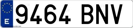 Ejemplo de matrícula española 9464 BNV