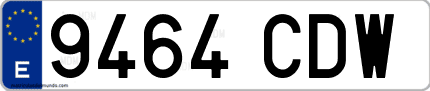 Ejemplo de matrícula de coche ordinaria 9464 CDW