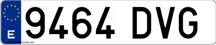 Ejemplo de matrícula española 9464 DVG