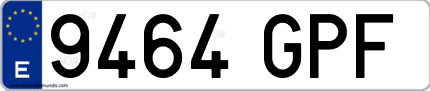 Ejemplo de matrícula de coche ordinaria 9464 GPF