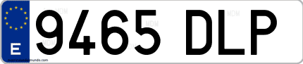 Ejemplo de matrícula de coche ordinaria 9465 DLP