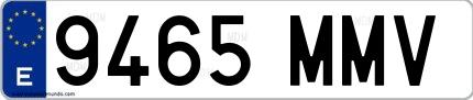Ejemplo de matrícula española 9465 MMV