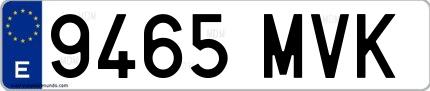 Ejemplo de matrícula española 9465 MVK