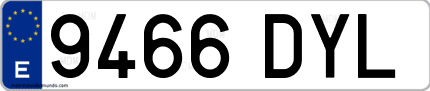 Ejemplo de matrícula de coche ordinaria 9466 DYL