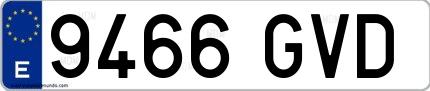 Ejemplo de matrícula española 9466 GVD