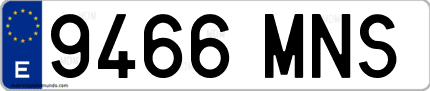 Ejemplo de matrícula de coche ordinaria 9466 MNS