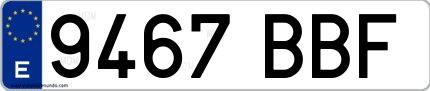 Ejemplo de matrícula española 9467 BBF