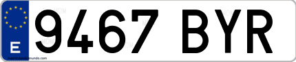 Ejemplo de matrícula de coche ordinaria 9467 BYR