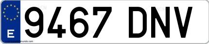 Ejemplo de matrícula española 9467 DNV