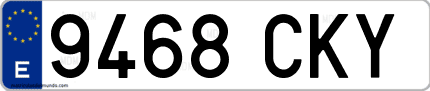 Ejemplo de matrícula de coche ordinaria 9468 CKY