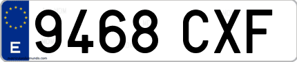 Ejemplo de matrícula de coche ordinaria 9468 CXF