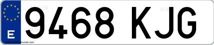 Ejemplo de matrícula española 9468 KJG