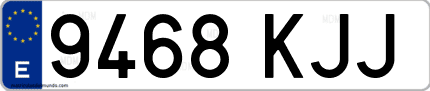 Ejemplo de matrícula de coche ordinaria 9468 KJJ