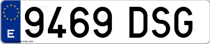 Ejemplo de matrícula de coche ordinaria 9469 DSG