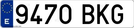 Ejemplo de matrícula española 9470 BKG