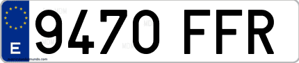 Ejemplo de matrícula de coche ordinaria 9470 FFR