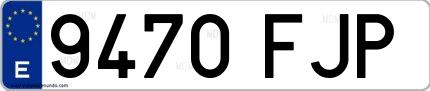 Ejemplo de matrícula española 9470 FJP
