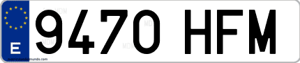 Ejemplo de matrícula de coche ordinaria 9470 HFM