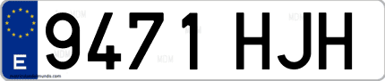 Ejemplo de matrícula de coche ordinaria 9471 HJH