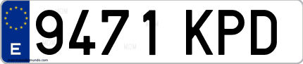 Ejemplo de matrícula de coche ordinaria 9471 KPD