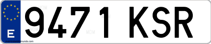 Ejemplo de matrícula de coche ordinaria 9471 KSR