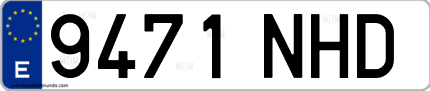Ejemplo de matrícula de coche ordinaria 9471 NHD