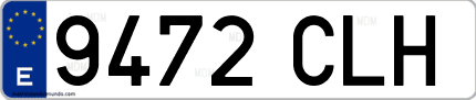 Ejemplo de matrícula de coche ordinaria 9472 CLH