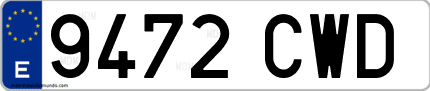 Ejemplo de matrícula de coche ordinaria 9472 CWD