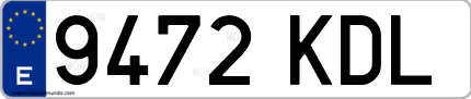 Ejemplo de matrícula de coche ordinaria 9472 KDL
