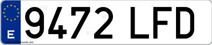 Ejemplo de matrícula española 9472 LFD